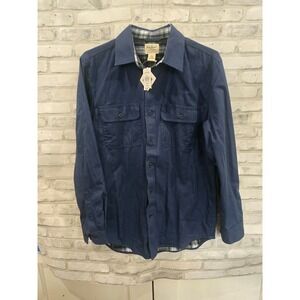 L.L. Bean Traditional Fit S-Regular‎ Blue Button Down Flannel Teflon Jacket NWT